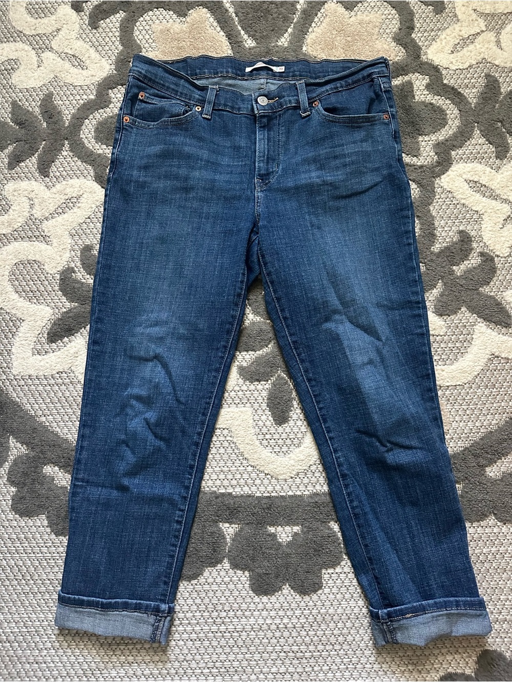Women’s Dark Blue Cropped Stretch Denim Jeans